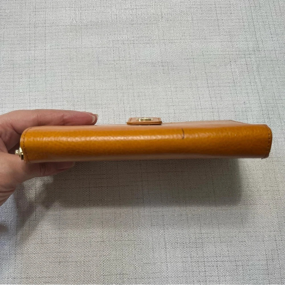 Valentina Genuine Leather Wallet Zip Around Button Multi Card Slots Italy